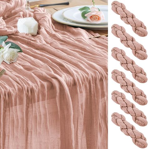 Amazon.com: Wokceer Cheesecloth Table Runner 6Pack 10FT Dusty Pink Boho Gauze Cheese Cloth Table Runner for Party Long Rustic Sheer Table Runners for Baby Bridal Shower Wedding Easter Table Decor : Home & Kitchen Boho Thanksgiving, Cheese Cloth Table Runner, Pink Thanksgiving, Cloth Table Runner, Cheesecloth Table Runner, Easter Table Decor, Thanksgiving Table Runner, Rustic Table Runners, Boho Table Runner