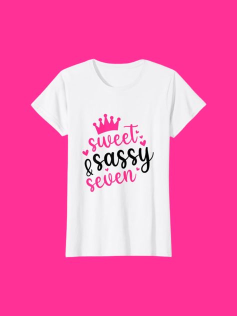 "🎉 Looking for the perfect 7th birthday gift for your little one? Our 'Sweet Sassy and Seven' tee is a must-have! 🎂 Celebrate 7 years of joy and laughter with this adorable shirt. 🌟 Perfect for birthday parties and everyday wear, it's a heartfelt gift that'll make her smile! 💕 #7thBirthdayGift #GirlsBirthdayShirt #SweetSassyAndSeven #KidsFashion Girls Birthday Shirt, Happy 7th Birthday, Birthday Girl Shirt, Shirt Girl, Make Her Smile, Birthday Tee, Old T Shirts, Best Birthday Gifts, 7th Birthday