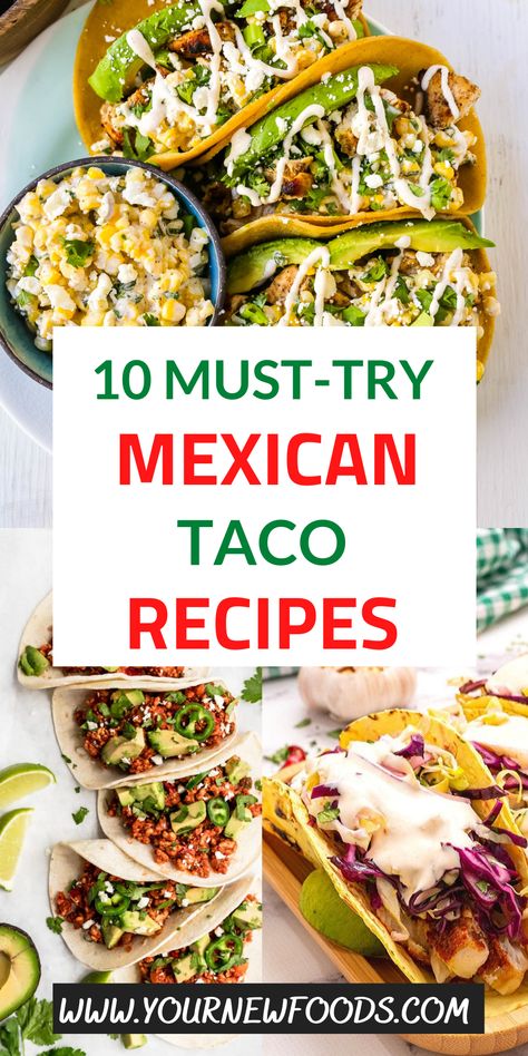 10 Most Popular Mexican tacos, you will learn how to make Mexican tacos here. Amazing Birria, chicken, beef, fish, shrimp, vegan, and street tacos. Here are 10 of the best we have found and put together for you. Stunning Mexican Tacos recipes for you to make at home whether you are hosting a party, watching the Super Bowl, or entertaining. Why not make these Mexican Tacos when having a BBQ, they are also perfect for family meals, holidays & all year round. Which will be your favorite? Essen, All Tasty Mexican Recipes, Authentic Mexican Food Tacos, Dinner Party Tacos, Taco Recipes Steak, Authentic Mexican Tacos Beef, Best Street Tacos Recipe, Me Ican Food Ideas, Mexican Style Tacos