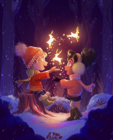 Natal, Christmas Magic Illustration, Magical Christmas Illustration, Christmas Children Illustration, Christmas Illustration Design, Cozy Illustration, Book Illustration Design, Illustration Art Kids, Not In The Mood