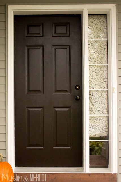 Dark Brown Exterior Door Front Entry, Brown Painted Door Exterior, Doors And Windows Colours, Brown Doors Exterior Entrance, Dark Brown Painted Front Door, Front Door Brown Paint, Dark Brown Door Exterior, Chocolate Brown Front Door, Painted Brown Front Door