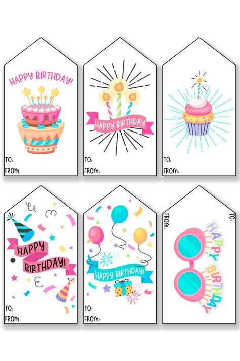 Gift Tag Birthday, Birthday Tags Free Printable Editable, Happy Birthday Gift Tags Printable Free, Birthday Tags Free Printable, Free Printable Gift Tags Birthday, Free Birthday Gift Tags, Gift Tag Template Free Printable, Classroom Birthday Gifts, Happy Birthday Free Printable