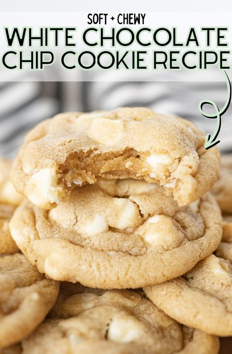 Thick White Chocolate Chip Cookies, Nestle Toll House White Chocolate Chip Cookies, Easy Desserts With White Chocolate Chips, Healthy White Chocolate Chip Cookies, White Chip Chocolate Cookies, White Choc Cookies, White Chocolate Chip Cookies Gluten Free, Walnut White Chocolate Chip Cookies, White Chocolate Chip Snickerdoodles