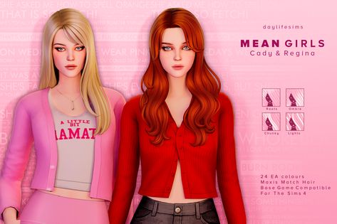 MEAN GIRLS SET - Cady & Regina | Daylife Sims on Patreon Daylife Sims, To My Dear Friend, Pelo Sims, Sims 4 Mm Cc, Sims 4 Cc Folder, Sims 4 Dresses, Sims 4 Mm, Sims 4 Cc Packs, Los Sims