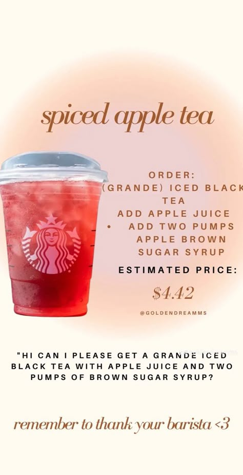 Tea Starbucks, Starbucks Drink Menu, Starbucks Secret Menu Recipes, Cold Starbucks Drinks, Starbucks Drinks Diy, Iced Starbucks Drinks, Coffee Recipes Starbucks, Healthy Starbucks Drinks, Secret Starbucks Drinks