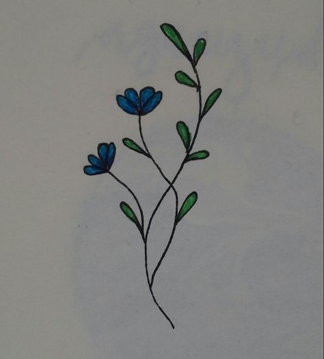 Flower  Blue Cute Draw Art fhk2003 Blue Simple Drawing, Blue Flower Drawing Easy, Little Flower Drawing, Blue Flower Drawing, Blue Bell Flowers, Blue Flower Dress, Light Blue Flowers, Blue Cute, Girly Drawings