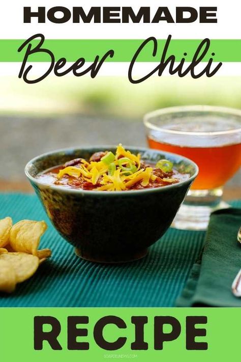 Beer Chili Recipe. Learn how to cook this homemade beer chili recipe with your favorite beer for a hearty winter dinner idea. Made using a craft brew IPA, this homemade chili can easily be customized with your favorite craft beer and chili seasoning to taste. It's easy to make, is kid-friendly and tastes great even leftover the next day. How to make homemade beer chili using a traditional chili recipe and beer for an extra punch of flavor. A warm winter dinner idea for cold weather. Beer Chili Recipe Crockpot, Best Beer Chili Recipe, Chili Recipe Crockpot With Beer, Best Chili Recipe With Beer, Chili Made With Beer, Beer Chili Recipe, Vegetarian Pumpkin Chili, Traditional Chili Recipe, Beer Chili