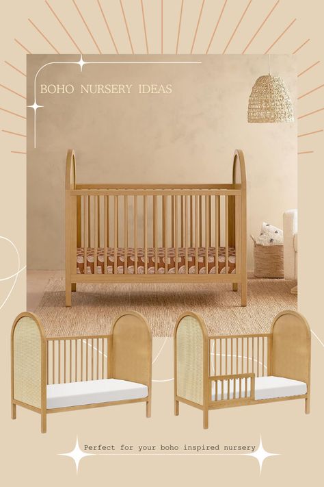 Babyletto Bondi Cane 3-in-1 Convertible Crib with Toddler Bed Conversion Kit in Honey with Natural Cane, Greenguard Gold Certified #sponsored Baby Crib Designs, Wooden Crib, Crib Design, Nursery Baby Room, Convertible Crib, Baby Nursery Decor, Baby Crib, Nursery Design, Baby Cribs