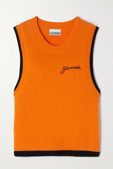 Orange Vest Outfit, Ganni Vest, Net Sustain, Sleeveless Tops, Vest Outfits, Best Practice, Animal Welfare, Sweater Vest, Net A Porter