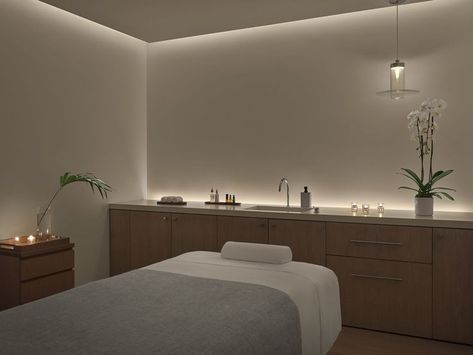 Massage Room Lights, Spa Room Lighting, Spa Room Colors, Luxury Facial Room, Luxury Esthetician Room, At Home Esthetician Room, Boho Spa Room, Aesthetician Room, Esthetician Studio