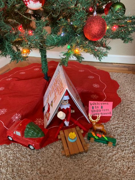 Elf Camping, Elf On The Shelf Camping, Girl Elf On The Shelf, Campfire Diy, Elf Activities, Girl Elf, Camp Fire, Elf Ideas, On The Shelf