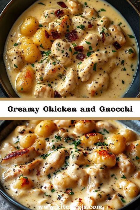 Creamy Chicken And Gnocchi, Chicken And Gnocchi, Liver And Onions, Chicken Gnocchi, Homemade Gnocchi, Sauteed Chicken, Gnocchi Recipes, Beef Liver, Cozy Meals