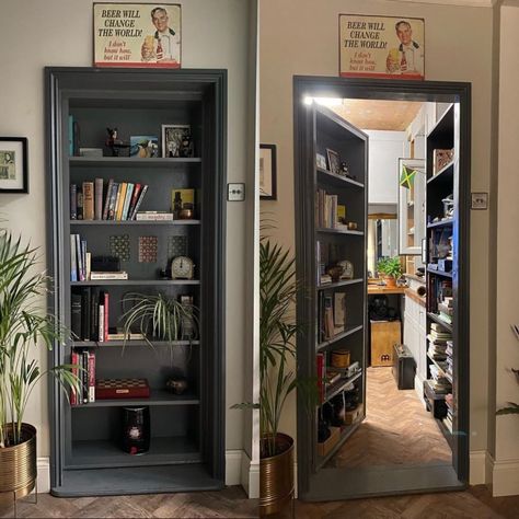 Dold Dörr, Door Alternatives, Hidden Door Bookcase, Space Saving Doors, Hidden Closet, Bookshelf Door, Bookcase Door, Hidden Spaces, Bedroom Door Design