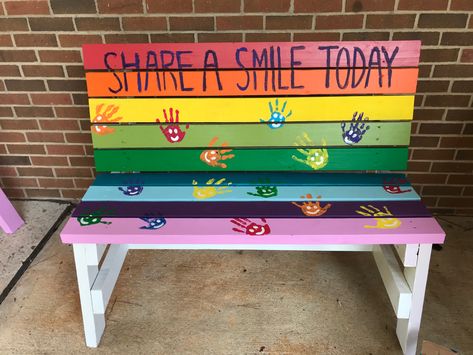 Buddy Bench Ideas, Wellbeing Garden, Buddy Bench, Table Activities For Toddlers, Table Activities, Peace Garden, Eagle Project, Painted Benches, Backyard Kids Play Area