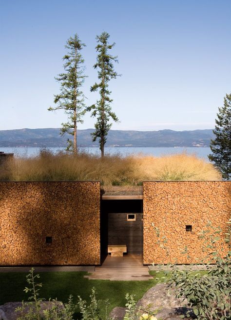 Cordwood Homes, Montana Cabin, Wilderness Retreat, Stone Creek, Natural Homes, Eco House, Green Roof, Rustic Cabin, House Entrance