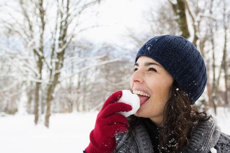 Eating snow is fun and delicious — here's what you need to know to chow down safely on the white stuff Eating Snow, I'm Bored, People Eating, Environmental Science, Snow Day, Chow Chow, The Kids, Knitted Hats, The White