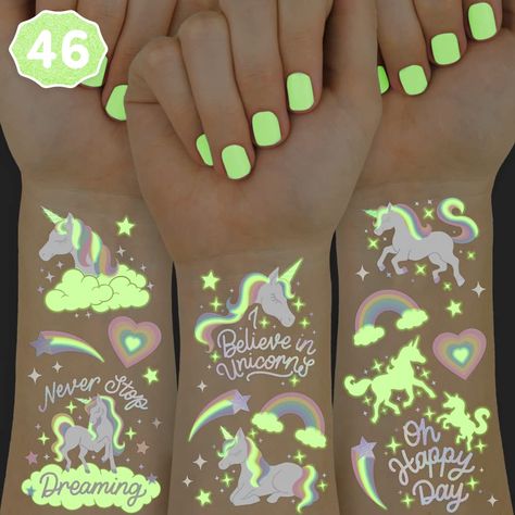 xo, Fetti Rainbow Unicorn Party Favors - Temporary Tattoos for Kids - 46 Glow In The Dark Styles | Birthday Party Supplies, Unicorn Favors Decorations, Toys + Halloween Costume (As an Amazon Associate I earn from qualifying purchases) Neon Space Theme Party, Space Themed 30th Birthday, Space Unicorn Party, Space 5th Birthday Party, Girly Space Birthday Party, Out Of This World Birthday Party, Reach For The Stars Birthday, Galaxy Birthday Party Ideas, Star Themed Birthday Party