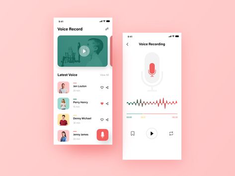 Voice Recorder App by Manoj Dalvadi Social App Design, Plant App, Voice App, Motivation App, Web Platform, Learning Graphic Design, Voice Recorder, Ui Design Inspiration, Minimal Web Design