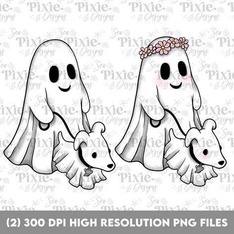 Ghost Family Drawing, Ghost Dog Drawing, Ghost Walking Dog, Dog Flower Crown, Ghost Family, Ghost Walk, Walking Dog, Spooky Tattoos, Family Drawing