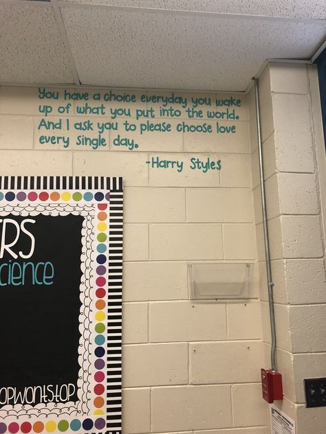 Ela Quotes For Classroom, Harry Styles Classroom Ideas, Harry Styles Classroom Theme, Aesthetic Quotes For Classroom, Harry Styles Classroom Decor, Harry Styles Bulletin Board, Harry Styles Classroom, Adult Classroom Decor, Ela Classroom Decor