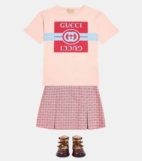 Logo printed cotton jersey T-shirt in pink - Gucci Kids | Mytheresa Aladdin Jasmine, Gucci Baby, Kids News, Aladdin And Jasmine, Gucci Kids, Baby Boy Shoes, Kids Logo, Shop Logo, Aladdin