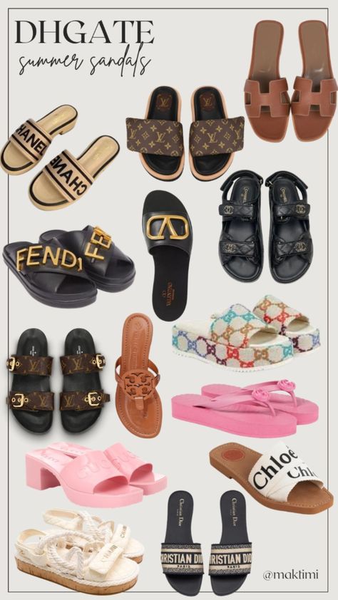 Hermes Slides Women, Chanel Summer Sandals, Dior Slides Outfit Women, Fendi Slides Women, Louis Vuitton Sandals Woman, Chanel Summer Shoes, Luxury Footwear For Women, Luxury Women Shoes, Chloe Platform Sandals