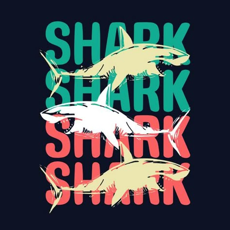 Shark Graphic, Tshirt Design Inspiration, Shark T Shirt, Cute Cartoon Animals, Beach Kids, Vintage Illustrations, Hand Drawn Design, Design Concepts, Kids Prints