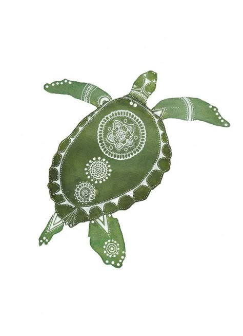 Green Turtle Archival Art Print Beach Wall Collage, Art Coquillage, Surf Poster, Keramik Design, Green Turtle, Turtle Art, Picture Collage Wall, Picture Collage, Aboriginal Art