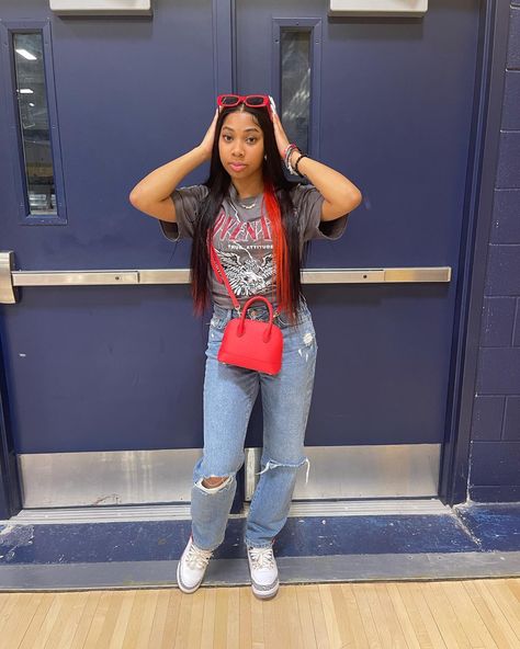 Cardinal Red 3s Outfit Ideas, Junior Year High School Outfits, Red 3s Outfit, Shein Outfits For School, Fly Outfit, Shein Outfits, Cute Lazy Day Outfits, Chill Outfits, Pretty Girl Outfits