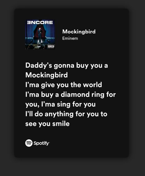 Mockingbird Spotify Lyrics, Eminem Wallpapers Lyrics Mockingbird, Eminem Mockingbird Wallpaper, Mockingbird Eminem Spotify, Mockingbird Spotify, Eminem Mockingbird Lyrics, Mockingbird Song, Spotify Therapy, Mockingbird Lyrics