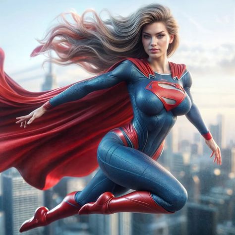 Superwoman Reimagined: A Bold New Heroine Emerges 🦸‍♀️ | AI Generated Images . Explore the power and grace of an iconic hero reimagined as a woman in this stunning AI-generated image. This fresh take on Superman as Superwoman brings a whole new level of inspiration and empowerment, blending classic heroism with modern elegance. Perfect for fans of reinterpreted characters and digital artistry, this visual masterpiece is a must-see. Discover the future of superhero storytelling through the len... Supergirl Art, Supergirl Costume, Supergirl Dc, Beautiful Dreadlocks, Female Superhero, Female Hero, Super Girl, Marvel Vs Dc, Marvel Vs