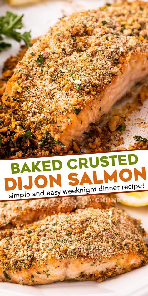 Salmon Dijon, Dijon Butter, Baked Salmon Filets, Breaded Salmon, Pecan Crusted Salmon, Crusted Salmon Recipes, Dijon Salmon, Herb Crusted Salmon, Dinner Salmon