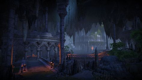 A haunted underground city #ESO screenshot by Coco Michelle Fantasy Underground Ruins, Underground Ruins, Dwarven City, Underground City, Cave City, Sunken City, Ruined City, Underground Cities, My Fantasy World