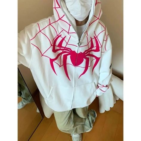 ⋆.˚✮ Spiderman Jacket✮˚.⋆ Price- 1499 + international shipping Takes 4-9 weeks to deliver Shop from link in bio!!! Dm only for queries . . . #sanrio #lamp #moonlamp #aesthetic #roomdecor #moon #PlushieLove #hellokitty #PlushieLove Spiderman Hoodie, Spider Hoodie, Hip Hop Sweatshirts, Cool Girl Style, Sweatshirt Zipper, Loose Outfit, Embroidered Hoodie, Embroidered Jacket, Clothing Patterns