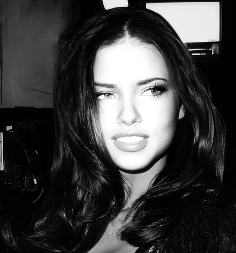 Adriana Lima, Long Hair, A Woman, Black And White, Hair, White, Black