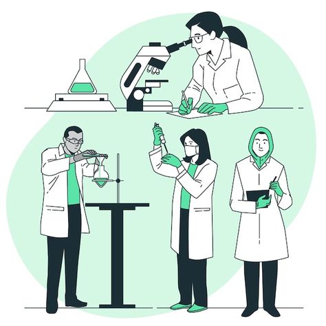 Researchers concept illustration Free Ve... | Free Vector #Freepik #freevector #medical #doctor #laboratory #research Science Lab Drawing Reference, Lab Illustration Science, Researcher Character, Scientist Illustration, Lab Illustration, Doctor Illustration, Bio Project, Souvenir Design, Zombie Game