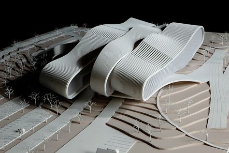 Gallery - Design Concept for Bollywood Museum in Film City / Yazdani Studio of Cannon Design - 6 Folding Architecture, Concept Models Architecture, Architectural Model, Parametric Architecture, Arch Model, Architecture Model Making, Organic Architecture, Gallery Design, Conceptual Design