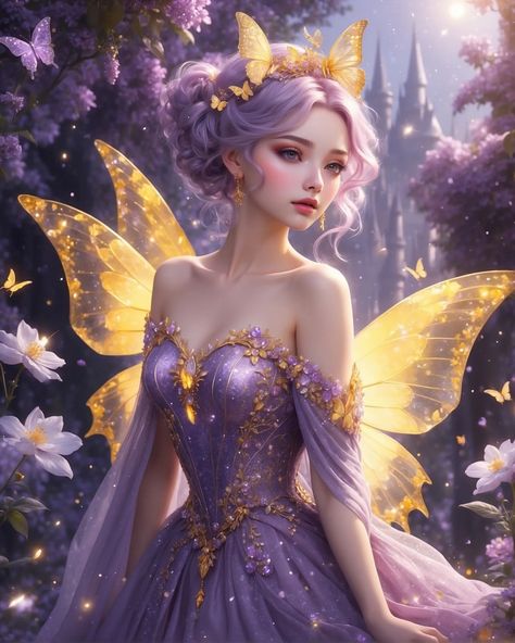 ✨ARTCEMBER 2023 CHALLENGE ✨ Here is my submission to@teamlightoffical #artcember2023 Day 10- purple and yellow Enter the world of magic… | Instagram Fairies Aesthetic, Fae Art, Fairytale Creatures, Fairy Photoshoot, Tinkerbell And Friends, Dream Fantasy, Beautiful Fairy, Fairy Pictures, Portrait Pictures