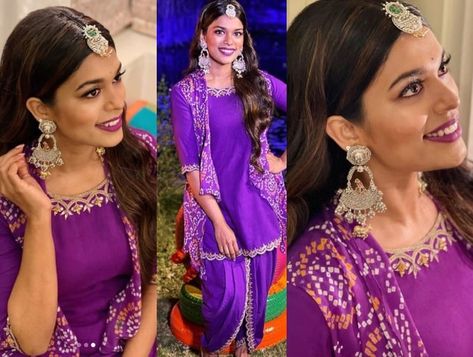 Sreeja Kalyan looking beautiful in dhoti salwar at Niharika's Mehendi Ceremony! Black Dress Indian, Pakistani Sharara Suit, Niharika Konidela, Pakistani Sharara, Dhoti Salwar, Saree Styling, Simple Kurta, Mehendi Ceremony, Simple Kurta Designs