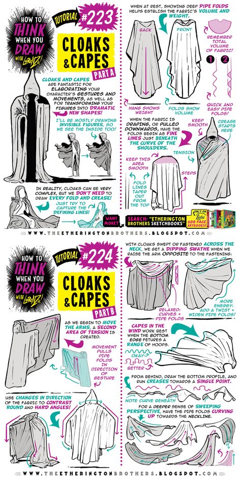 Cape Tutorial, Etherington Brothers, Comic Tutorial, Art Advice, How To Think, Drawing Clothes, 판타지 아트, Drawing Lessons, Art Tutorials Drawing