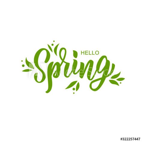 Stock Image: Hello spring hand lettering text as logotype, badge and icon, postcard, card, invitation, banner template. Special spring sale typography poster. Vector illustration. Logos, Spring Typography Design, Sale Typography, Spring Typography, Witch Spring, Starbucks T Shirt, Spring Logo, Design Learning, Spring Activity