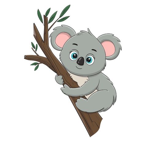 Koala Cartoon, Animal Templates, Cute Koala, Decorated Flower Pots, Baby Art, Image Collection, Koala, My Images, Premium Vector