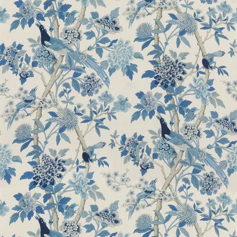 Hydrangea Bird (Archive) - Blue | Kravet Blue Fabric Pattern, Gp&j Baker, Emerald Blue, Wallpaper Size, Drapery Hardware, Fabric Houses, Fabric Birds, Fabric Samples, Fabric Collection