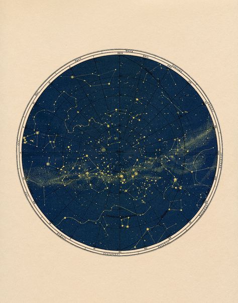 Constellation Map Celestial Chart Print in Circular format in Blue by LaurelCanyonDreaming on Etsy https://www.etsy.com/listing/227986249/constellation-map-celestial-chart-print Celestial Chart, Art Galaxie, Drawn Stars, Constellation Chart, Antique Astronomy Prints, Constellation Map, Astronomy Art, Astrology Art, Maputo