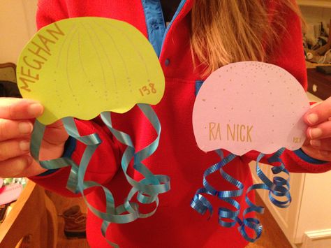 Jellyfish door decs with curling ribbon and paper! Door Decs Ra Spring, College Door Decs, Flower Door Decs Ra, Door Decs College Residence Life, Door Decs Ra, Ra Door Decs College Name Tags, Ra Dorm Door Decorations Name Tags, Door Decks Ra, Resident Assistant Door Decs