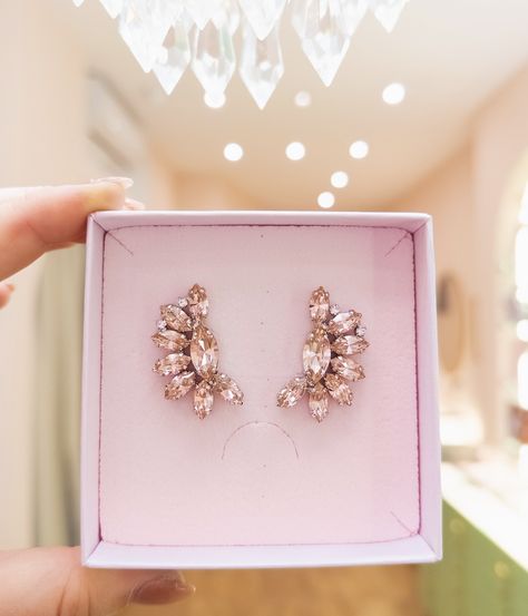 We adding a pop of color to our Blanche Earrings for a lovely client who wanted a touch of Blush pink ✨🌸 Aren’t they gorgeous? April 27, Pop Of Color, Elegant Jewelry, Blush Pink, Bridal Jewelry, Color Pop, Blush, Pink, Quick Saves