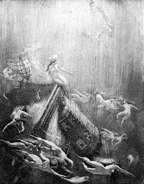 Norman Lindsay - Galleon's End Norman Alfred Williams Lindsay, Norman Lindsay, Australian Artists, Underwater World, Etching, Fantasy Art, Concept Art, Original Art, Oeuvre D'art