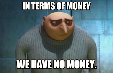 In terms of money we have no money | Best of funny memes No Money Meme, Money Meme, Miss Piggy, No Money, Have A Laugh, Despicable Me, The Villain, I Smile, Bones Funny