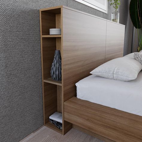 Buy Nexera Marconi Queen Headboard, Brown Oak at Walmart.com California King Bed Frame, Oak Headboard, Headboard With Shelves, Modern Headboard, Queen Size Headboard, Bookcase Headboard, Natural Blonde, Queen Headboard, Wood Headboard