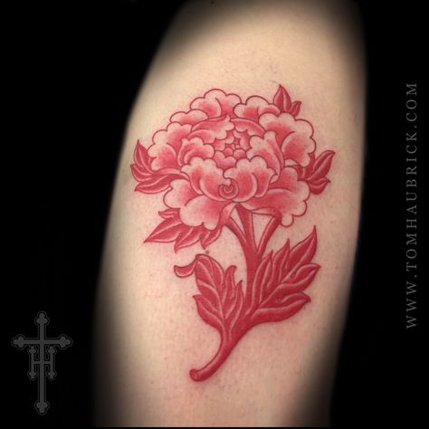 Red Peony  . . 📧tomhaubrick@gmail.com for consultations, appointments and commissions !  . #tomhaubrick #haubs #overcast #overcastsd  #bigtroubletattoo #northparksd #sandiego #iloveskulls  #ilovesnakes #peonytattoo Red Peony Tattoo, Red Outline Tattoo, Red Outline, Peony Tattoo, Flower Tattoo Meanings, Outline Tattoo, Red Peony, Beautiful Flower Tattoos, Peonies Tattoo